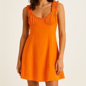 Free People Orange Linen Dress